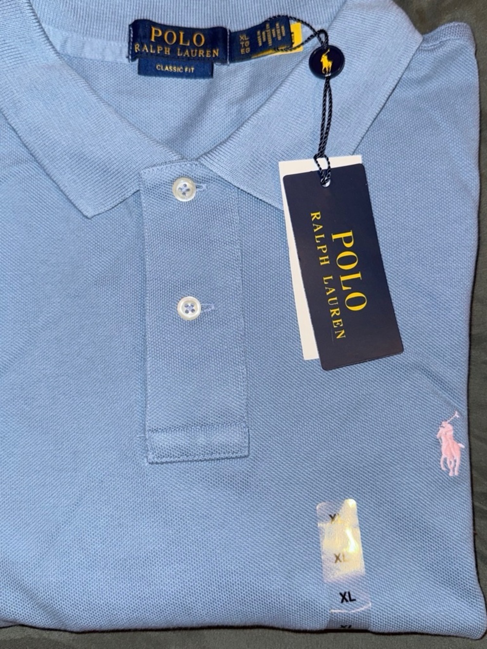 Polo by Ralph Lauren Light Blue Classic Fit Polo with Pink Pony